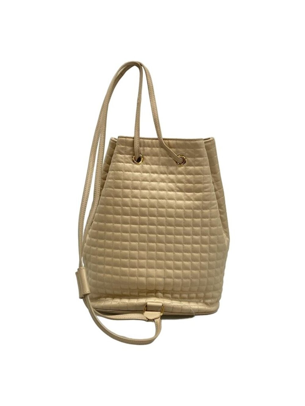 Celine Backpack CC Harm Small Bucket Beige Drawstring Leather - Picture 3 of 15